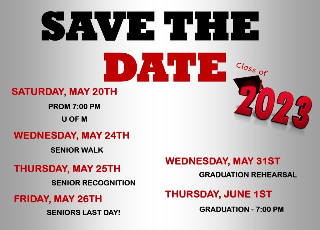 Graduation is approaching fast.  Here are important dates for the Class of 2023.